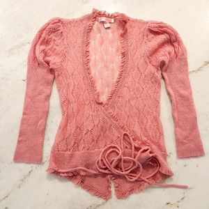 Victorias Secret dusty rose sheer tie sweater NWOT